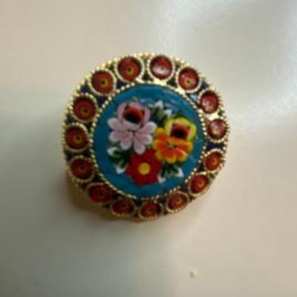 Micro Mosaic Flowers Pin - Picture 3 of 6